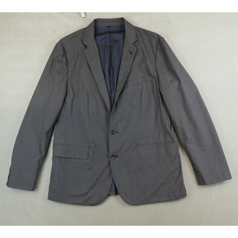J Crew Blazer Mens Large Gray Blue Ludlow Cotton Twill Microstripe Blazer